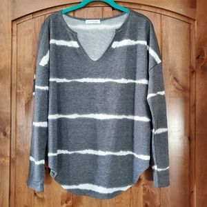 First Love Gray and White Long Sleeve Top